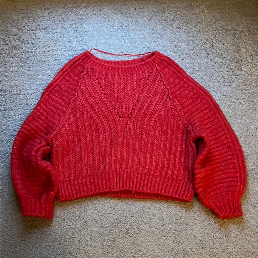 Free People Cozy Red Knit Sweater